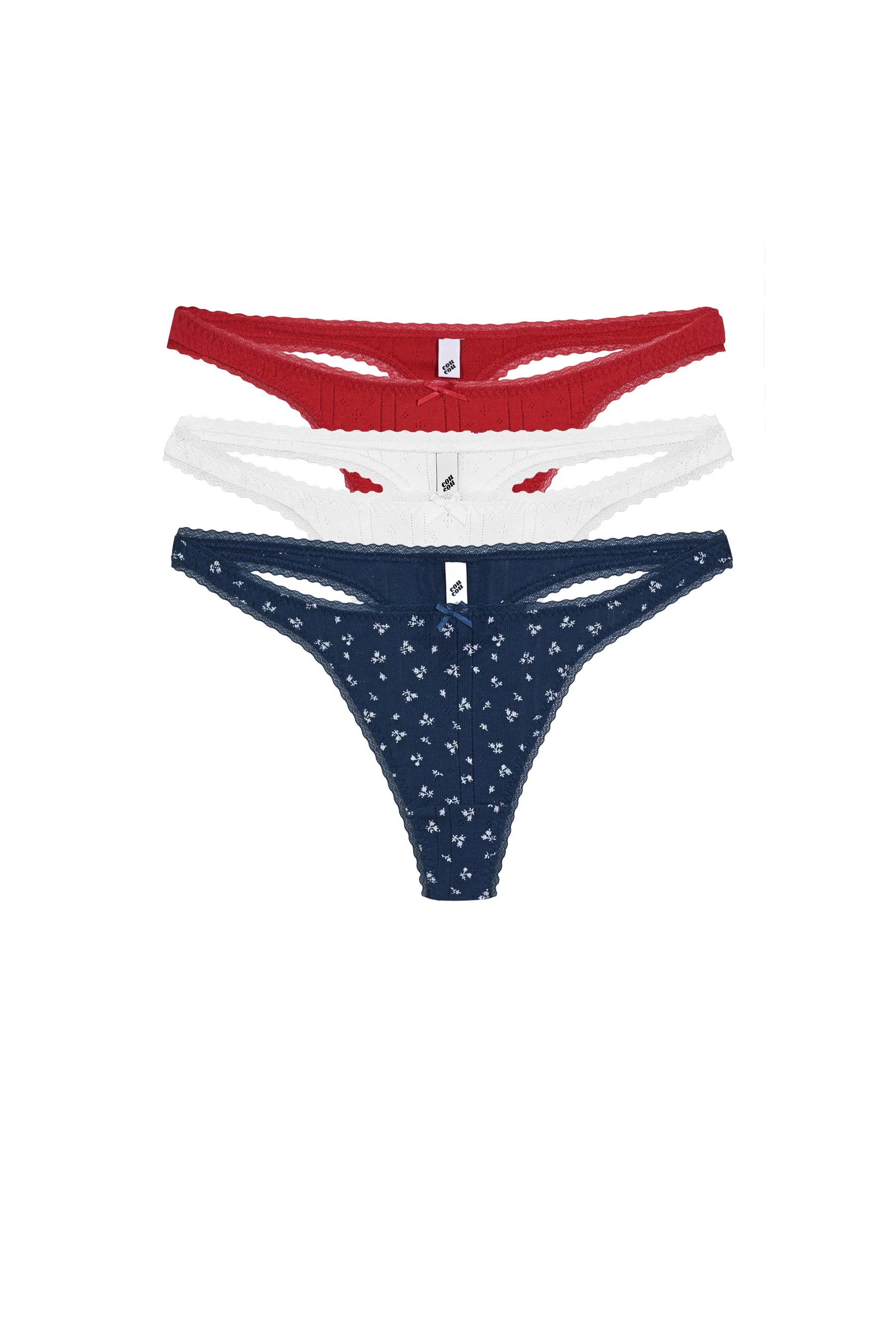 The Thong 3 Pack: Midnight Fields, Cherry Red & White - Image 3