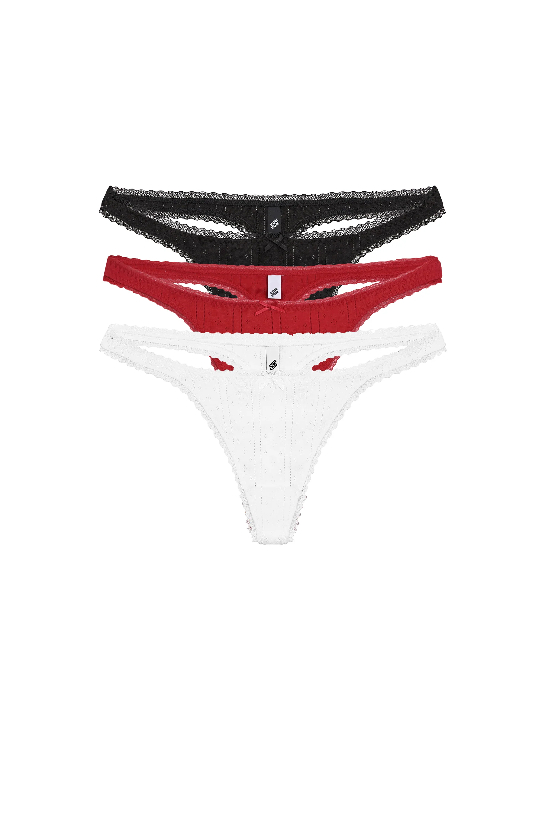 The Thong 3 Pack: Black, Cherry Red & White - Image 3