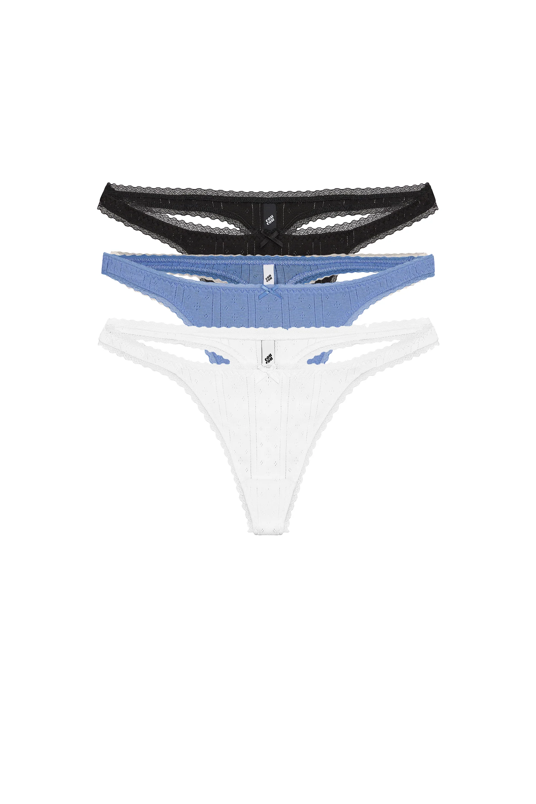 The Thong 3 Pack: Black, White & French Blue - Image 3
