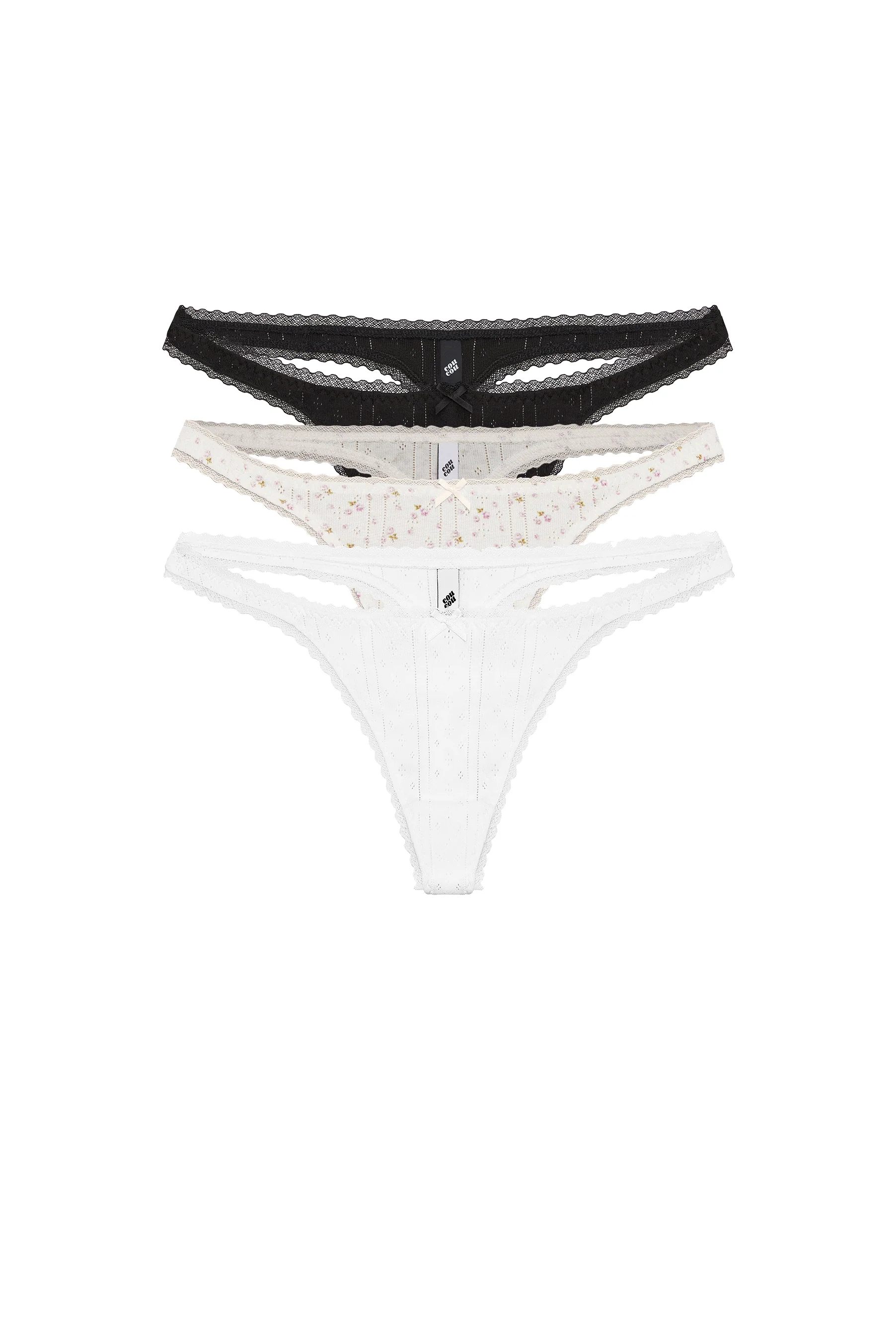 The Thong 3 Pack: Black, English Rose & White - Image 3
