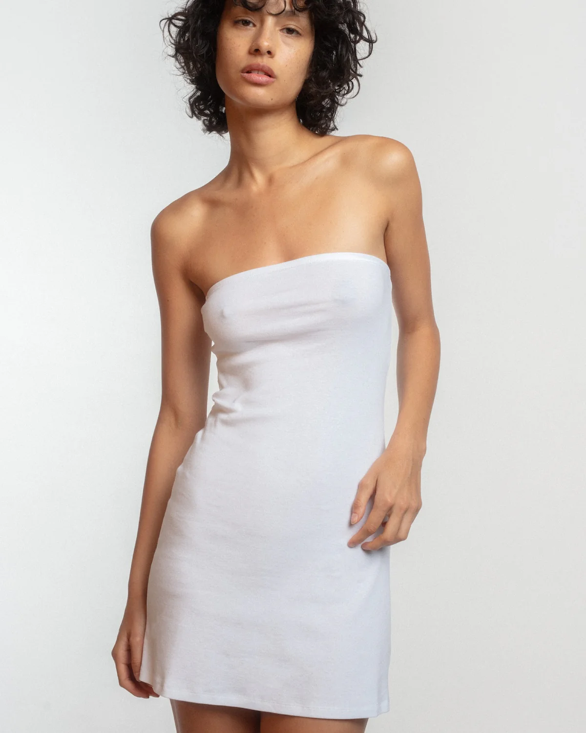 The Tube Dress: White Cotton Jersey - Image 2